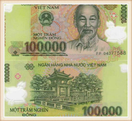 Vietnamese Dong 100K Note Circulated